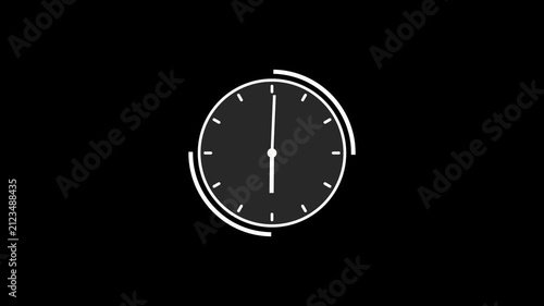 Minimalist Analog Wall Clock Animation on Black Background