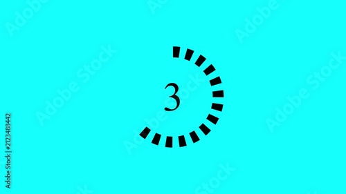 Minimalist 5 Seconds Countdown Animation with Dashed Ring on Cyan Background