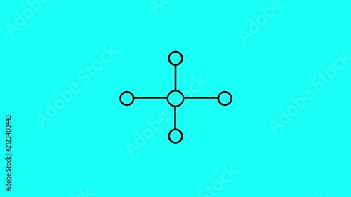 Minimalist Network Nodes and Connectivity Graph on Cyan Background