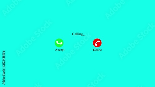 Minimalist Incoming Call Interface Animation on Cyan Background