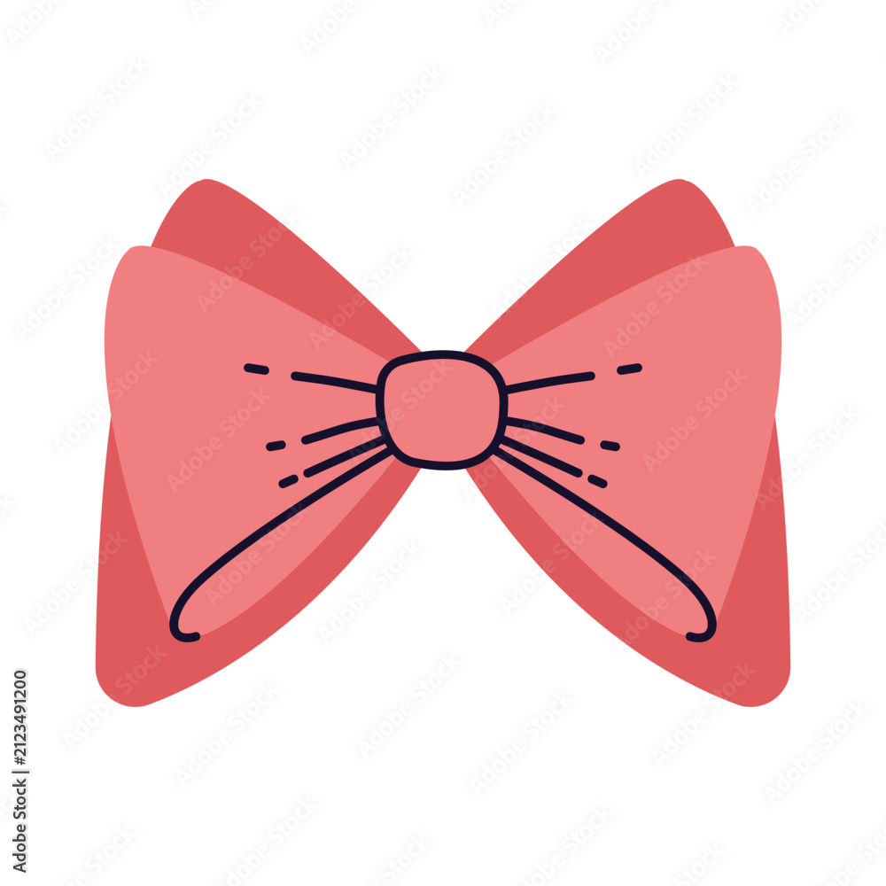 Fototapeta premium Hand Drawn Ribbon Bow. Isolated on a White Background.