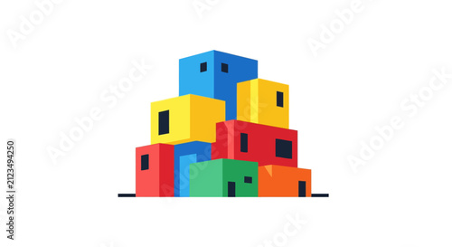 Colorful blocks stacked in pyramid.