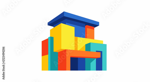 Colorful blocks stacked together forming structure.