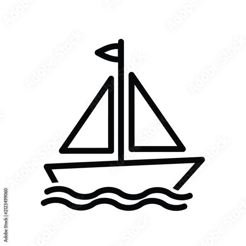 Simple Sailboat Illustration on Wavy Water