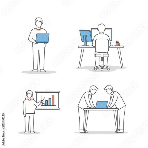 Diverse Business Professionals Collaborating and Working