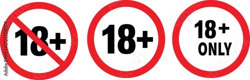 Three age restriction icons for 18 plus content