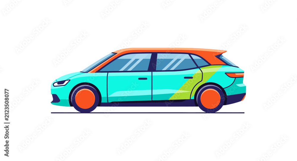 Fototapeta premium Colorful modern car side view.