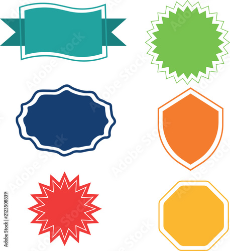 Premium Blank Badge Label Sticker Shapes Collection Set – Vector Template Bundle
