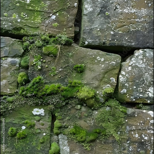 Moss-Covered Ancient Stone Wall Texture