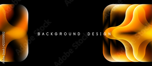 Принти на полотні Abstract orange shapes over black background