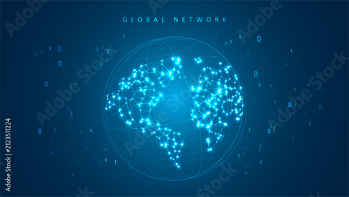 Abstract global technology background. Futuristic data network elements. Digital innovation concept for your design.