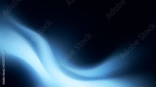 Soft blue light waves flowing across a black background with abstract background wallpaper