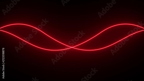 Abstract neon RED color line waves animation. Bright neon curve line abstract on black background.4k motion graphics video