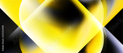 Abstract yellow shapes over...