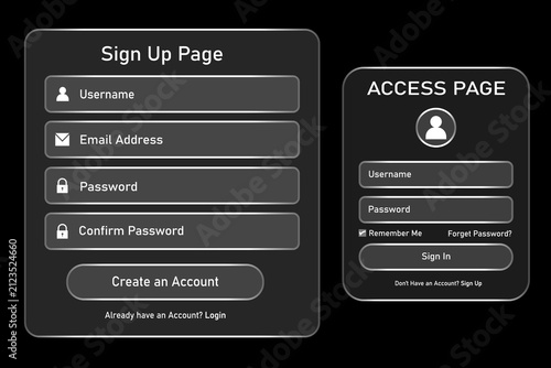 Glassmorphism Sign Up and Access Login Form UI Design Templates