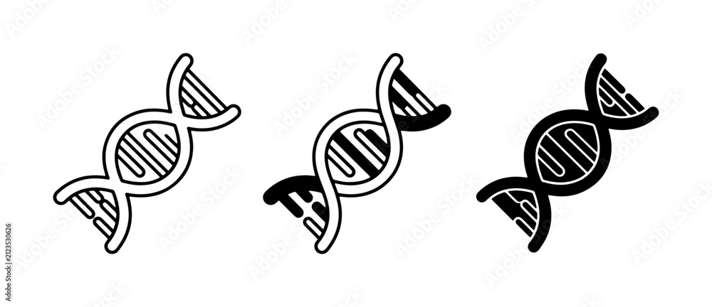 Obraz premium DNA Helix Icons, Genetic Code Symbols, Molecular Biology Graphics, Biotechnology Illustrations, Science Research Icons