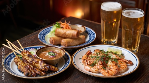 thai food and beer