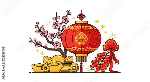 Red Chinese New Year Lantern Decoration.