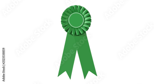 Vector illustration of green award ribbon rosette on a transparent background
