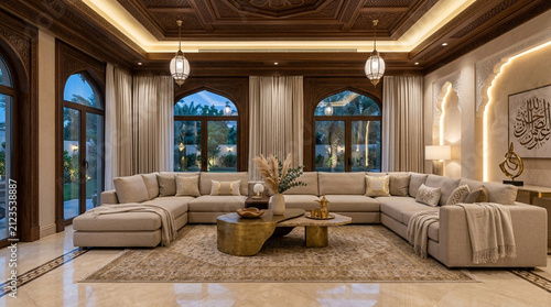 Luxury Arabic Majlis Living Room with Ornate Details