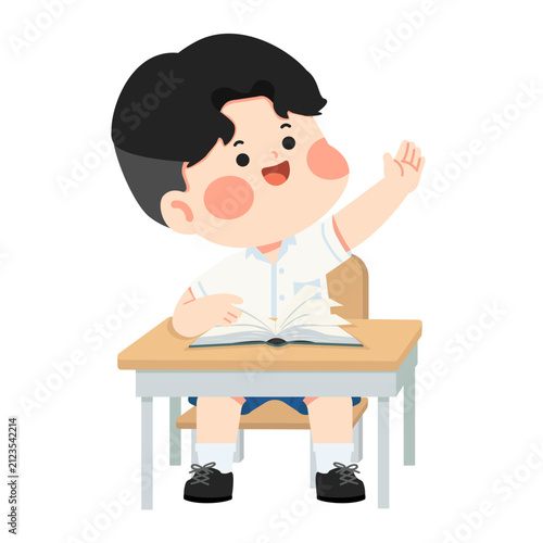 Student Raising Hand in Classroom
