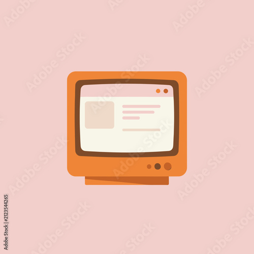 Vintage Computer Monitor Displaying Webpage on Soft Pink Background
