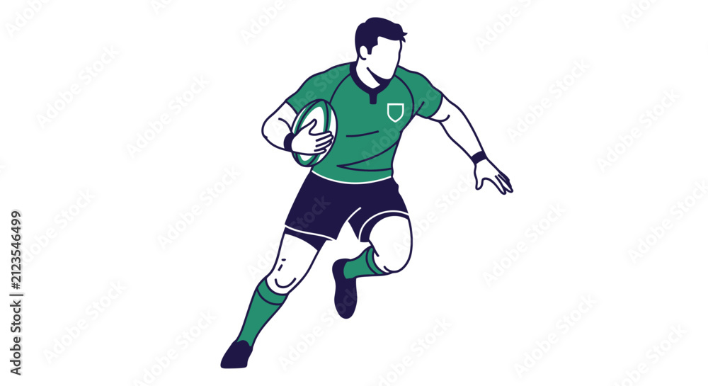 Fototapeta premium Rugby player running with ball.