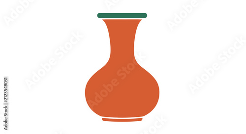 Single orange clay ceramic vase.