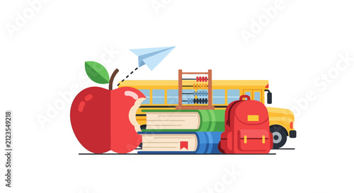 School supplies and education icons.