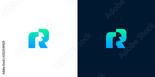 Letter R modern logo design vector concept icon for business corporate branding tech startup identity