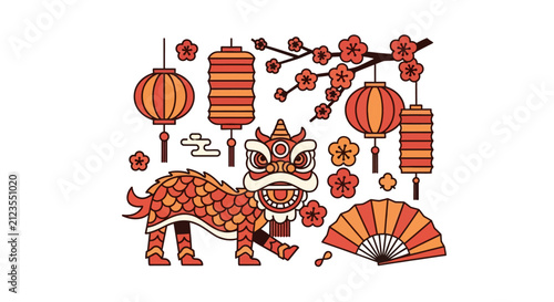 Vibrant Chinese Dragon Dance Performance.