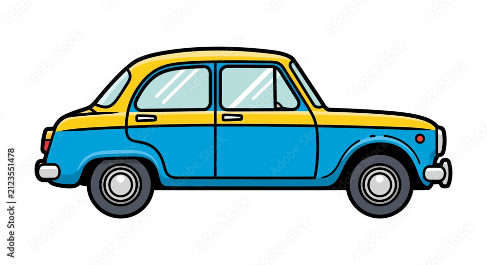 Obraz premium Vintage Blue and Yellow Car.