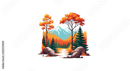 Trees with orange and yellow leaves.