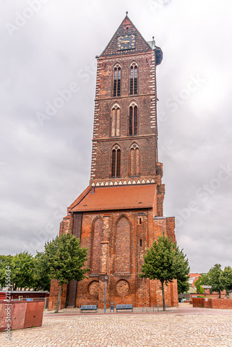 View at the Saint Mary church in the streets of Wismar - Germany