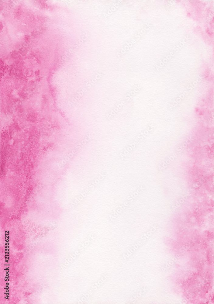 Obraz premium Elegant Watercolor Side Wash with Pink Center Accent and Antique Parchment Texture for Wedding Invitation