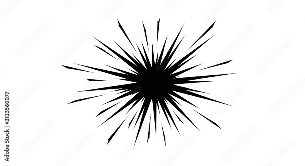 Obraz premium Vector illustration of black sunburst or comic book explosion effect on a transparent background
