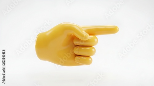 Yellow pointing hand emoji on a white background, indicating direction with a clear and simple gesture