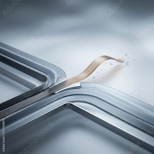 Obraz na płótnie Expired purpose authorization separating from active data flow, stable parallel streams with abstract governance technology background and upper copy space