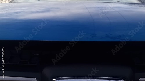 Car Front Hood Metallic Latch Release Click -- Close-up on Bonnet During Unlocking