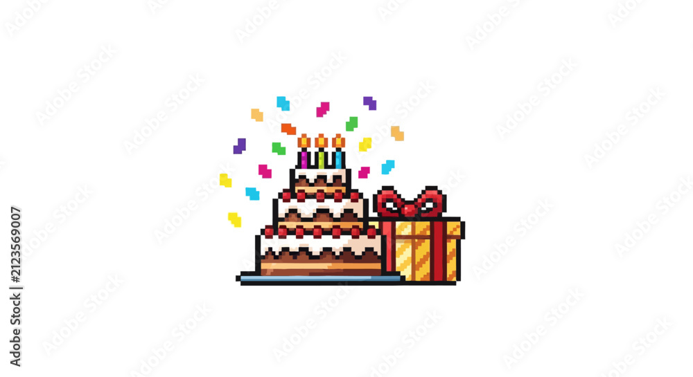 Fototapeta premium Birthday cake with colorful confetti.