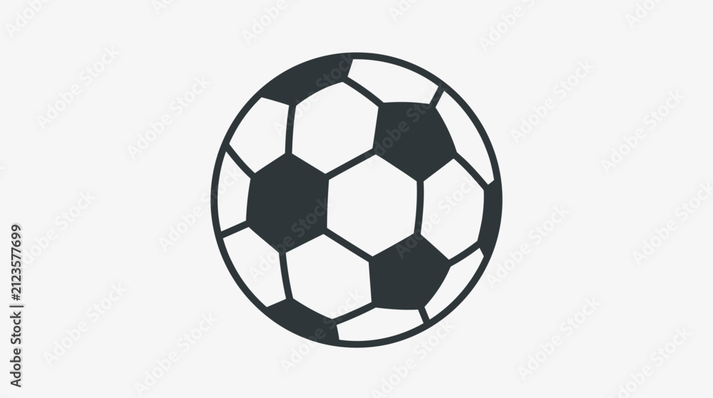Fototapeta premium Minimalist black and white soccer ball icon vector illustration.