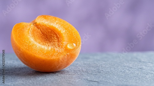 Fresh Juicy Apricot Half on a Slate Surface