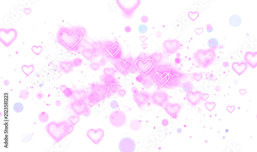 Abstract pink hearts floating on white background with floating background celebration valentines