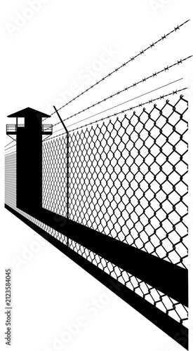 Monochrome drawing prison vector illustration
