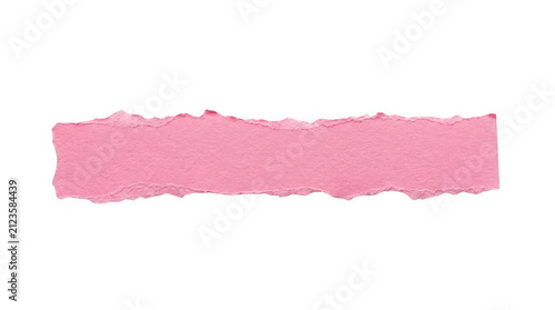 Torn pink paper strip isolated on transparent background