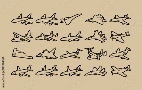 Foto Air travel and flight collection with shadow shapes of cargo airplane propeller
