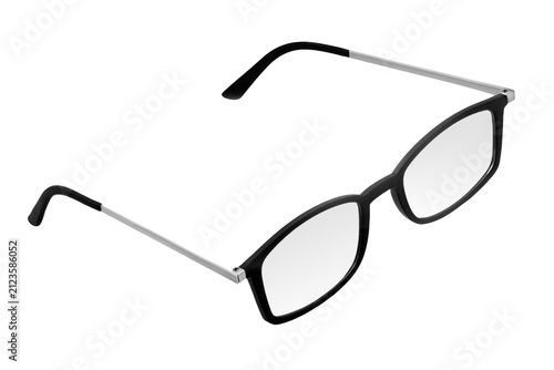 Quadro su tela Brille schwarz silber  Hintergrund weiss