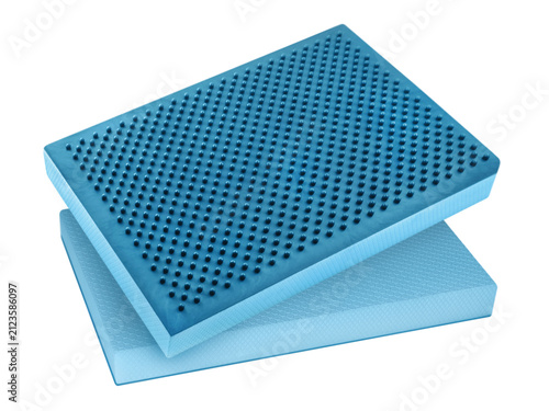 Bild auf Leinwand Blue Balance Board with massage and acupressure isolated on white background