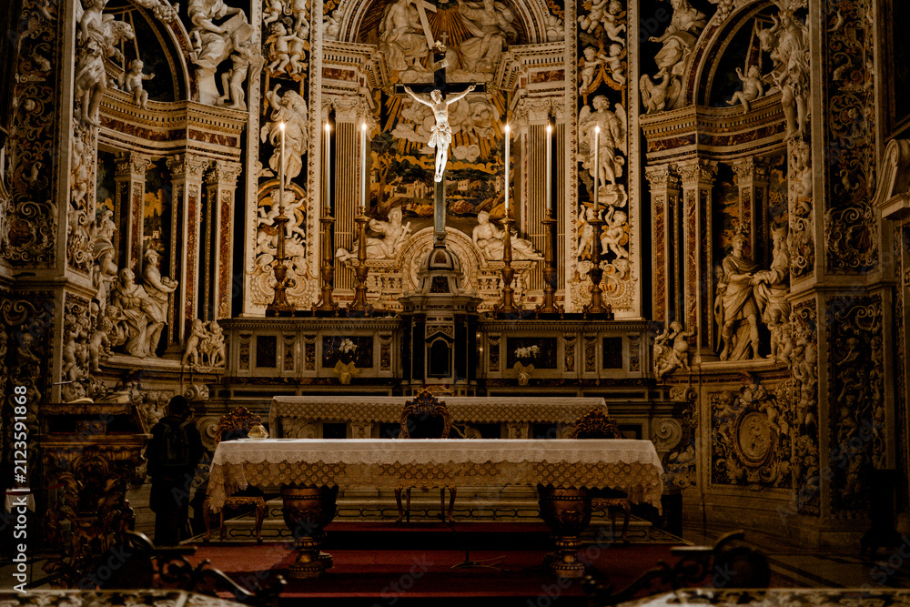 Fototapeta premium High altar and ornate interior decoration of Chiesa del Gesu in Palermo