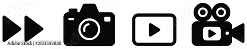 Фотография Camera and fast forward symbols for media, recording, and playback interface design